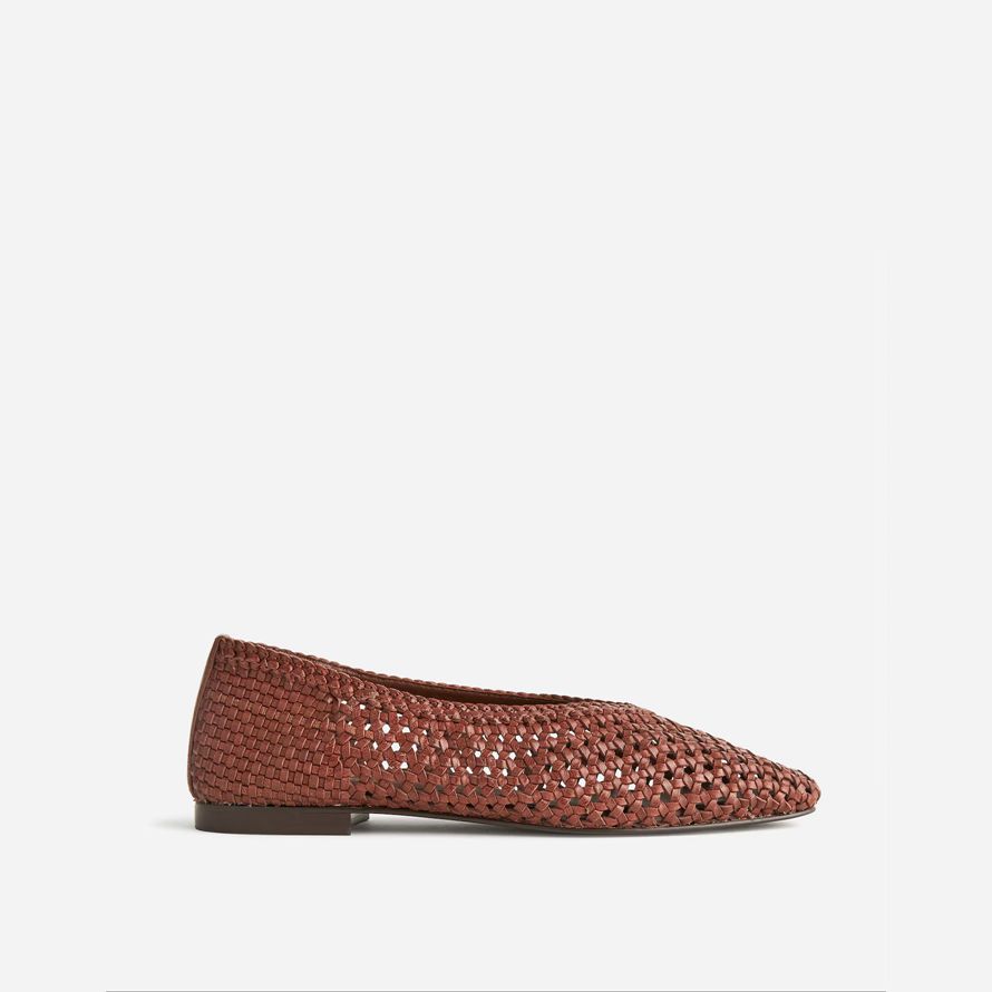 brown madewell den mylie handwoven leather womens ballet flat