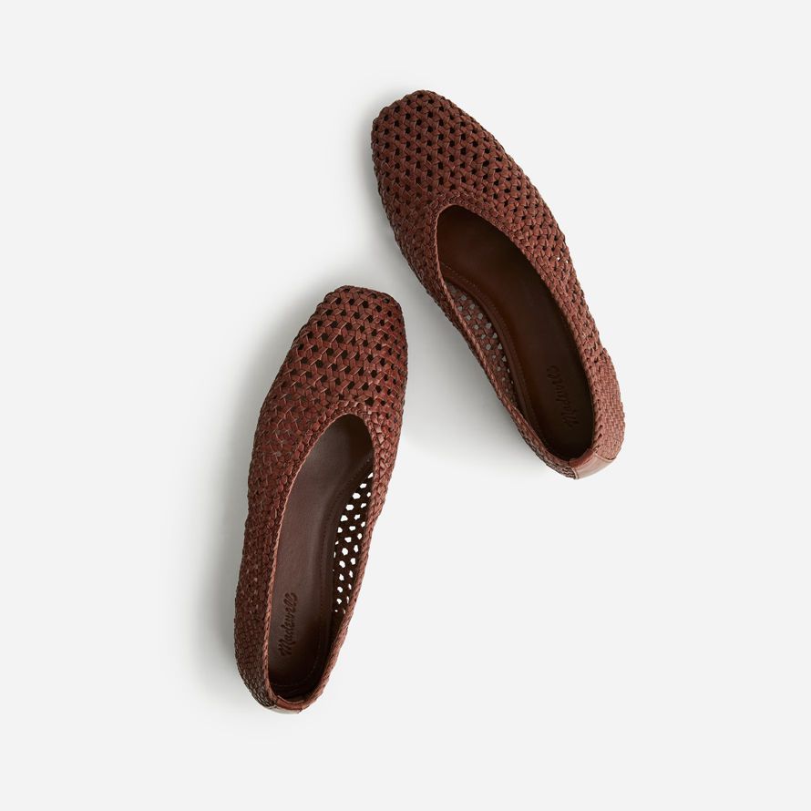 brown madewell den mylie handwoven leather womens ballet flat