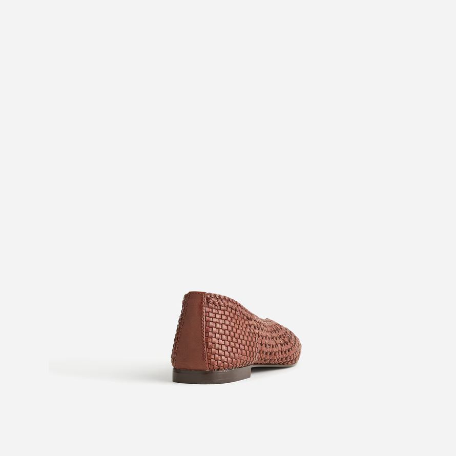 brown madewell den mylie handwoven leather womens ballet flat