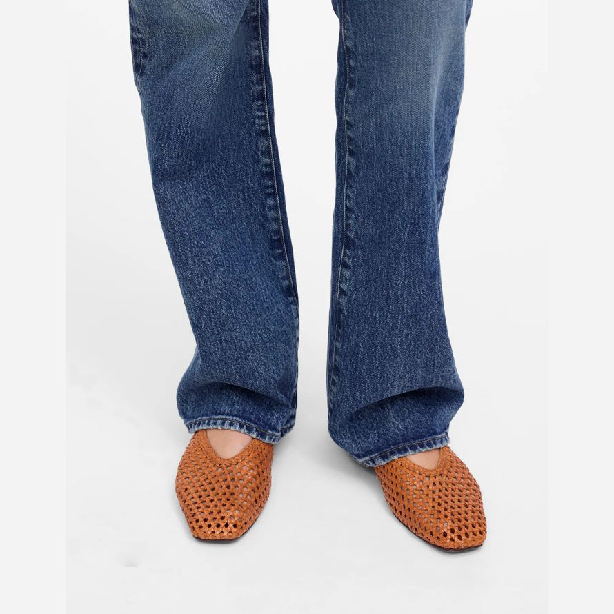 brown madewell den mylie handwoven leather womens ballet flat