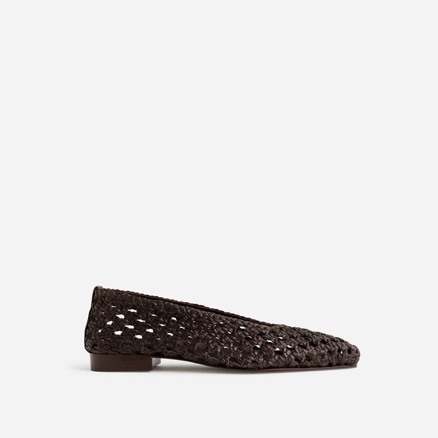 madewell die ruth woven leather womens ballet flat schokolade