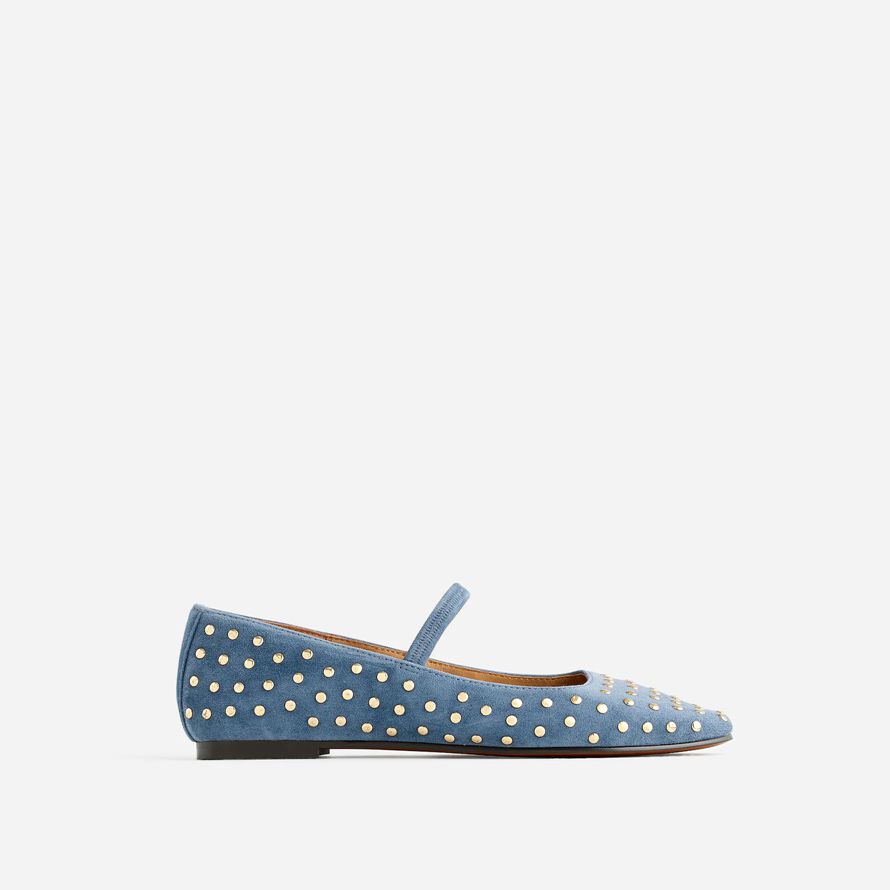 blau weiß madewell die greta womens ballet flat