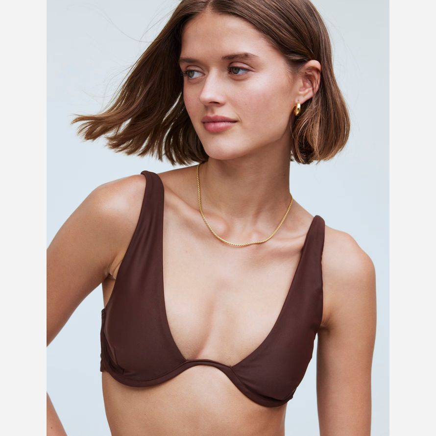 madewell jade swim paloma womens bikini-top schokolade