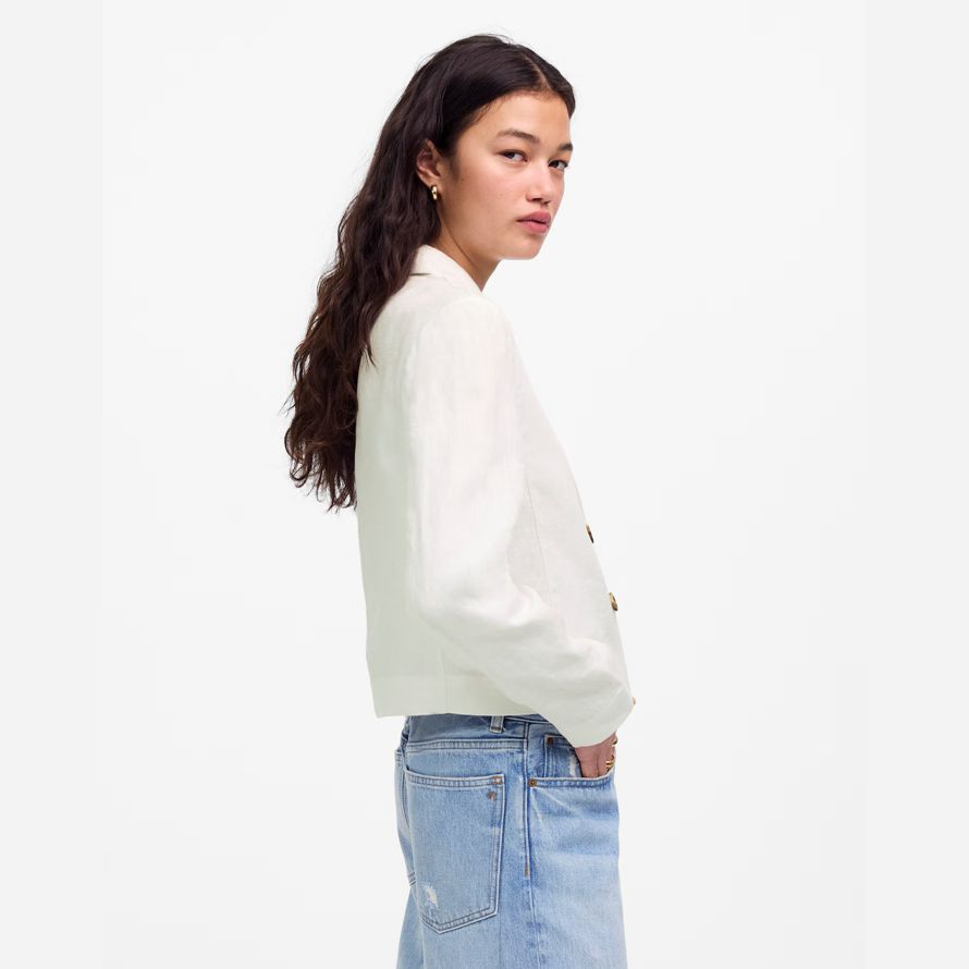 weiße madewell double-breasted crop womens blazer