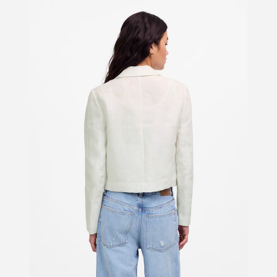 weiße madewell double-breasted crop womens blazer
