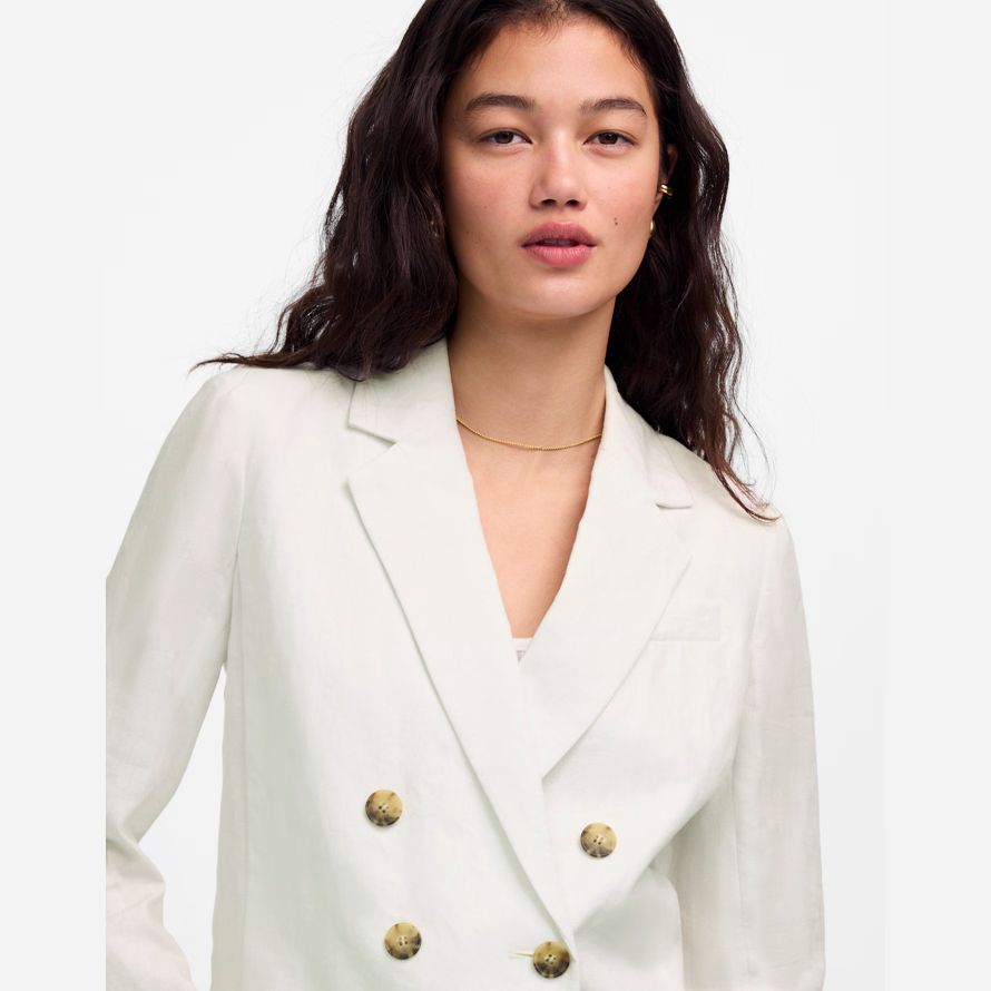 weiße madewell double-breasted crop womens blazer