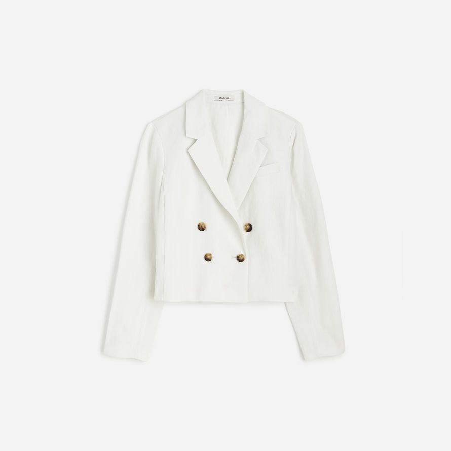 weiße madewell double-breasted crop womens blazer
