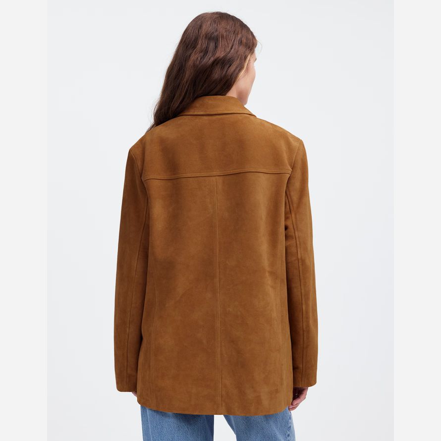 damen madewell lange chore wildleder-blazer-brown