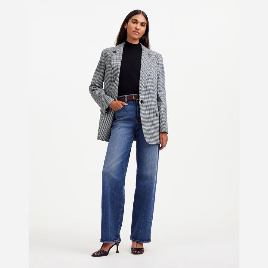 grau blau womens madewell die kline blazer