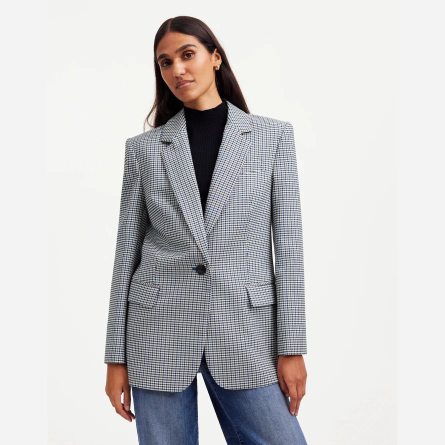 grau blau womens madewell die kline blazer