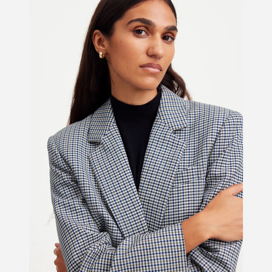 grau blau womens madewell die kline blazer