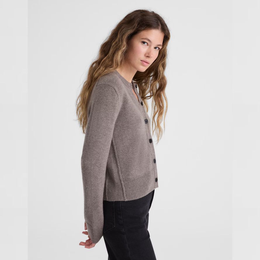 grau madewell cashmere button-front womens strickjacke