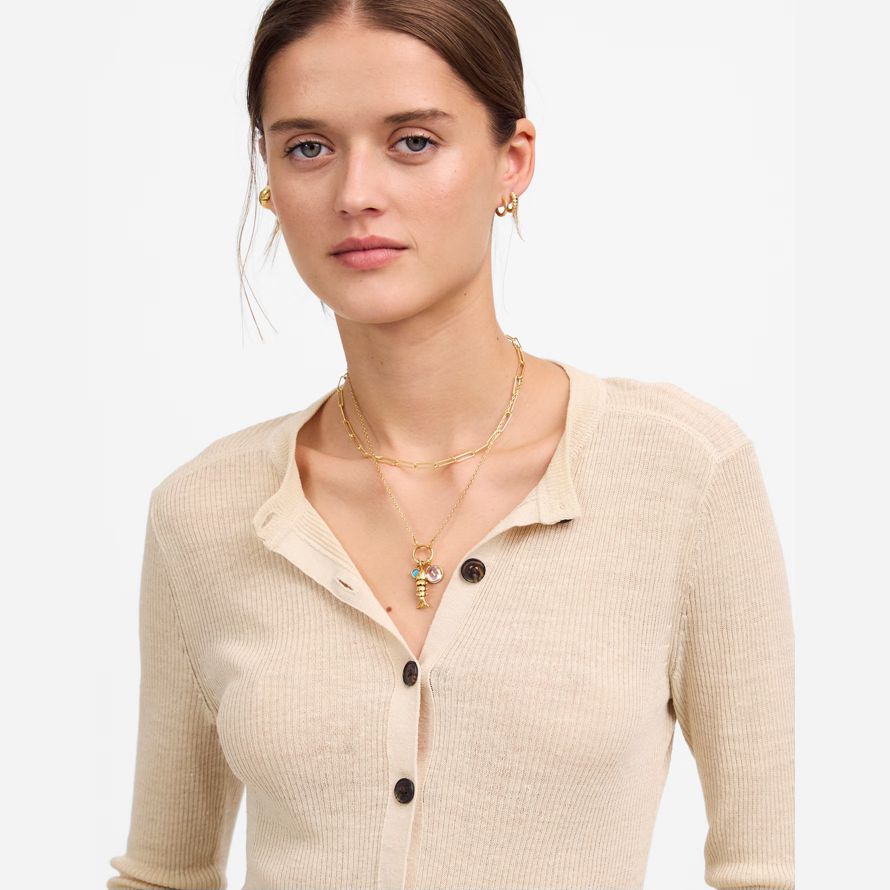 creme madewell linen-blend crewneck womens strickjacke