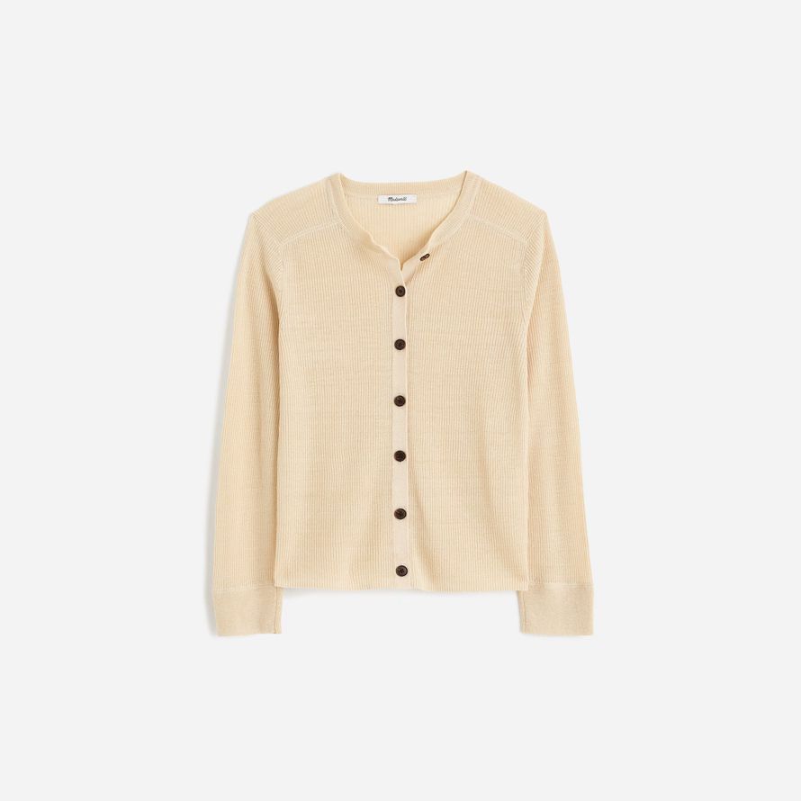 creme madewell linen-blend crewneck womens strickjacke