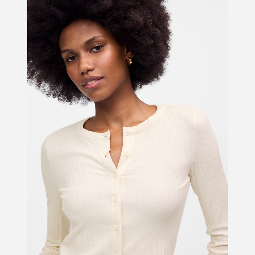 damen madewell cotton flared-sleeve cardigan creme