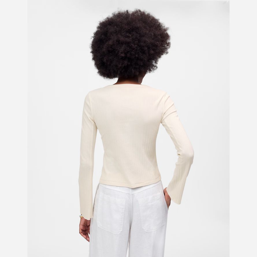 damen madewell cotton flared-sleeve cardigan creme