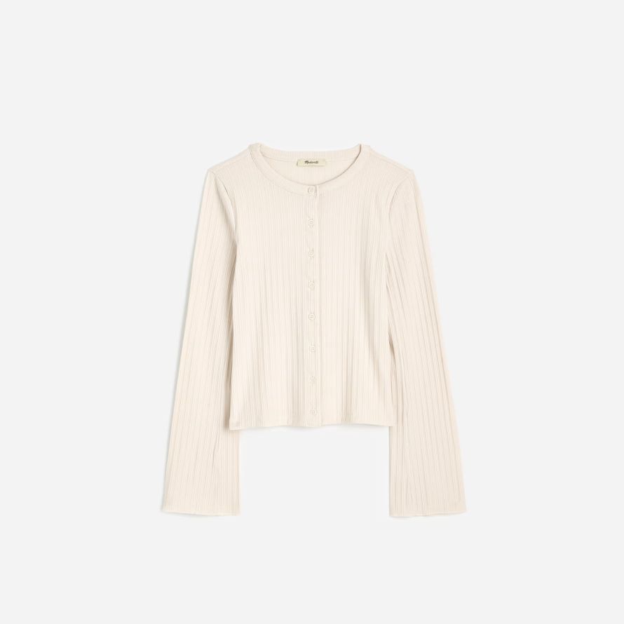 damen madewell cotton flared-sleeve cardigan creme