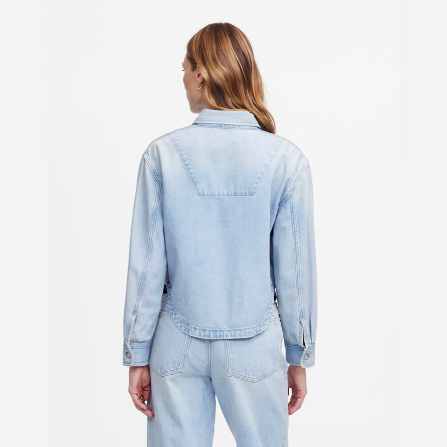light blue madewell cropped shirt womens denim jacket