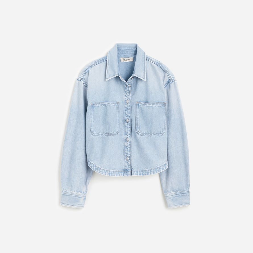 light blue madewell cropped shirt womens denim jacket