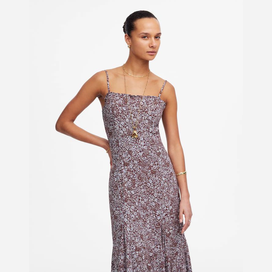 chocolate white womens madewell squareneck Ärmelloses maxi-kleid