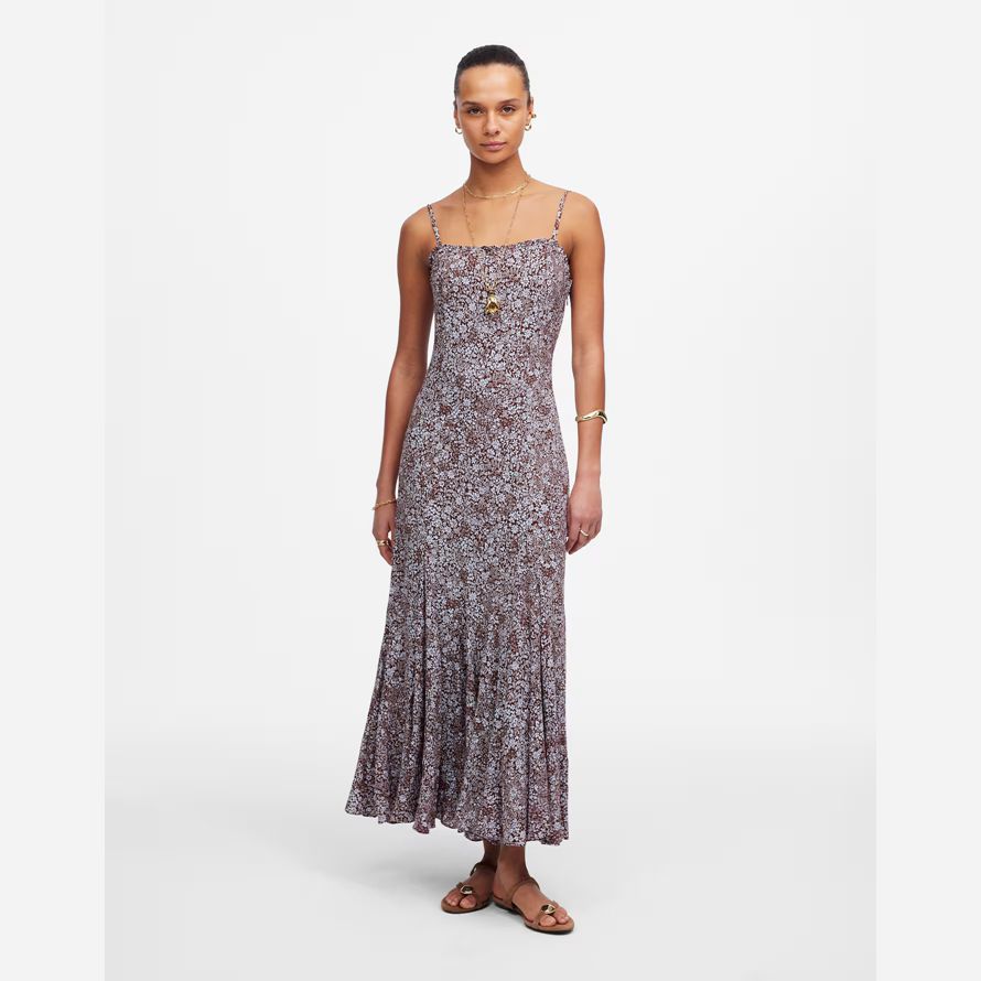 chocolate white womens madewell squareneck Ärmelloses maxi-kleid