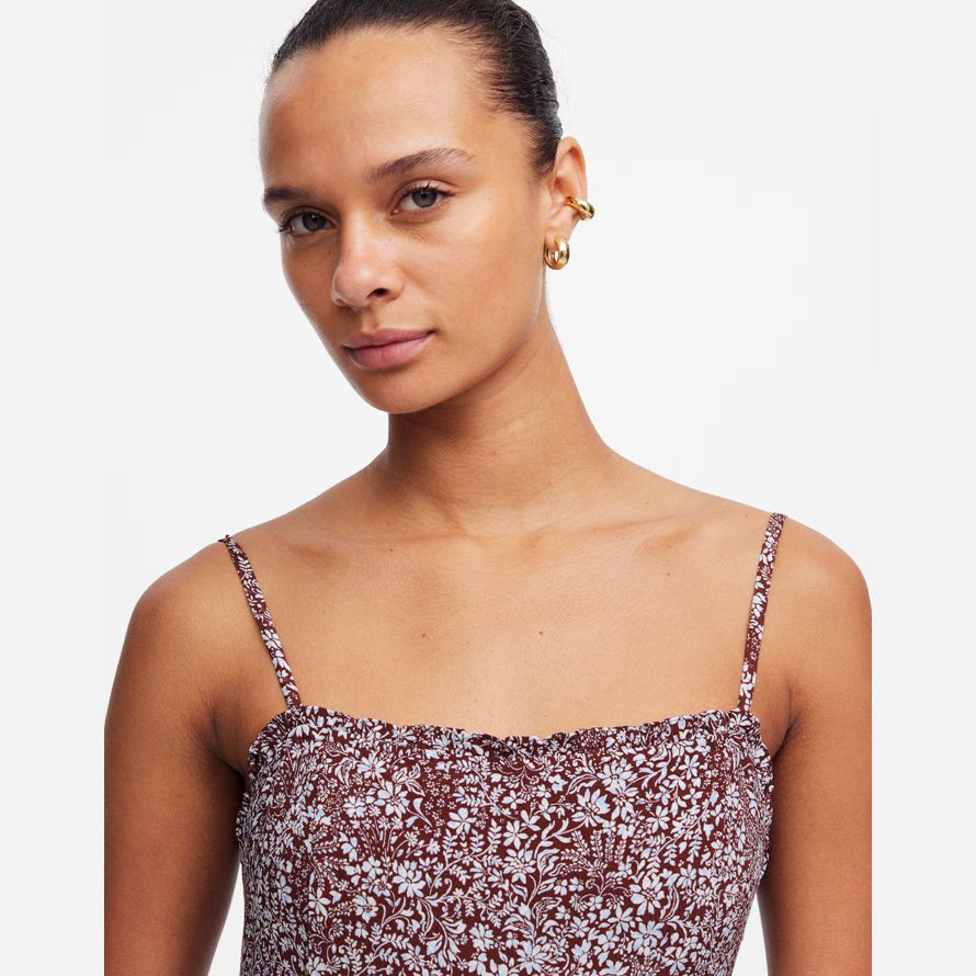chocolate white womens madewell squareneck Ärmelloses maxi-kleid