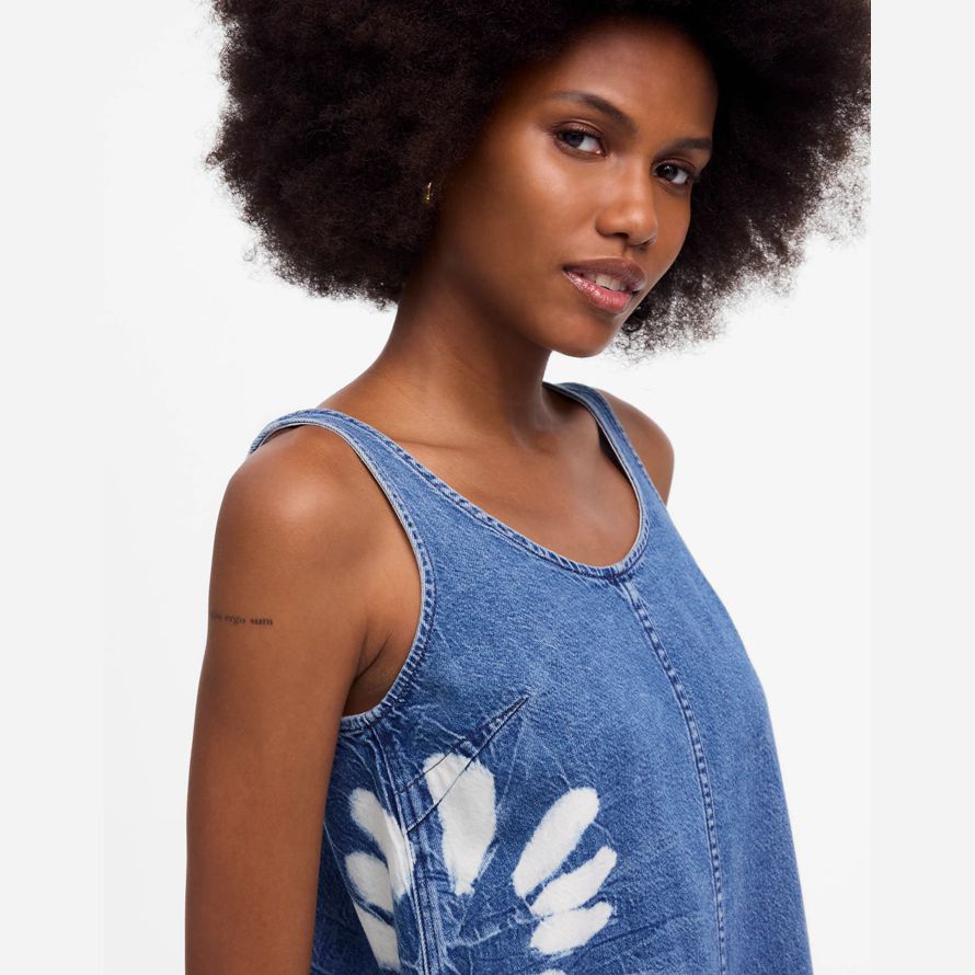 blau weiß madewell denim scoopneck mini kleid womens