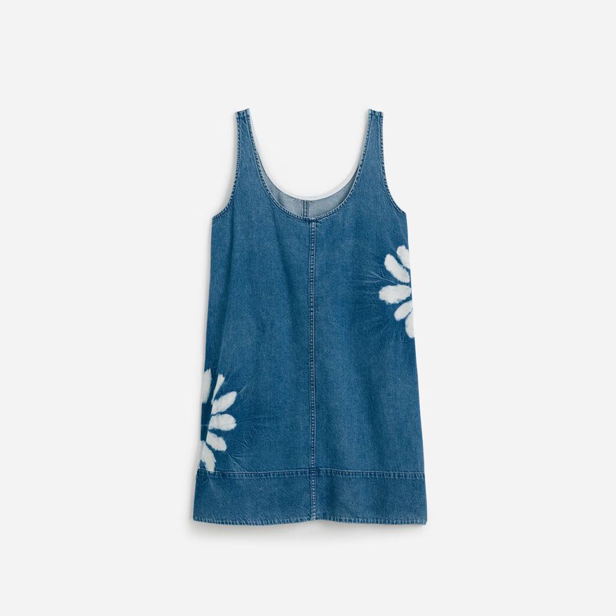 blau weiß madewell denim scoopneck mini kleid womens