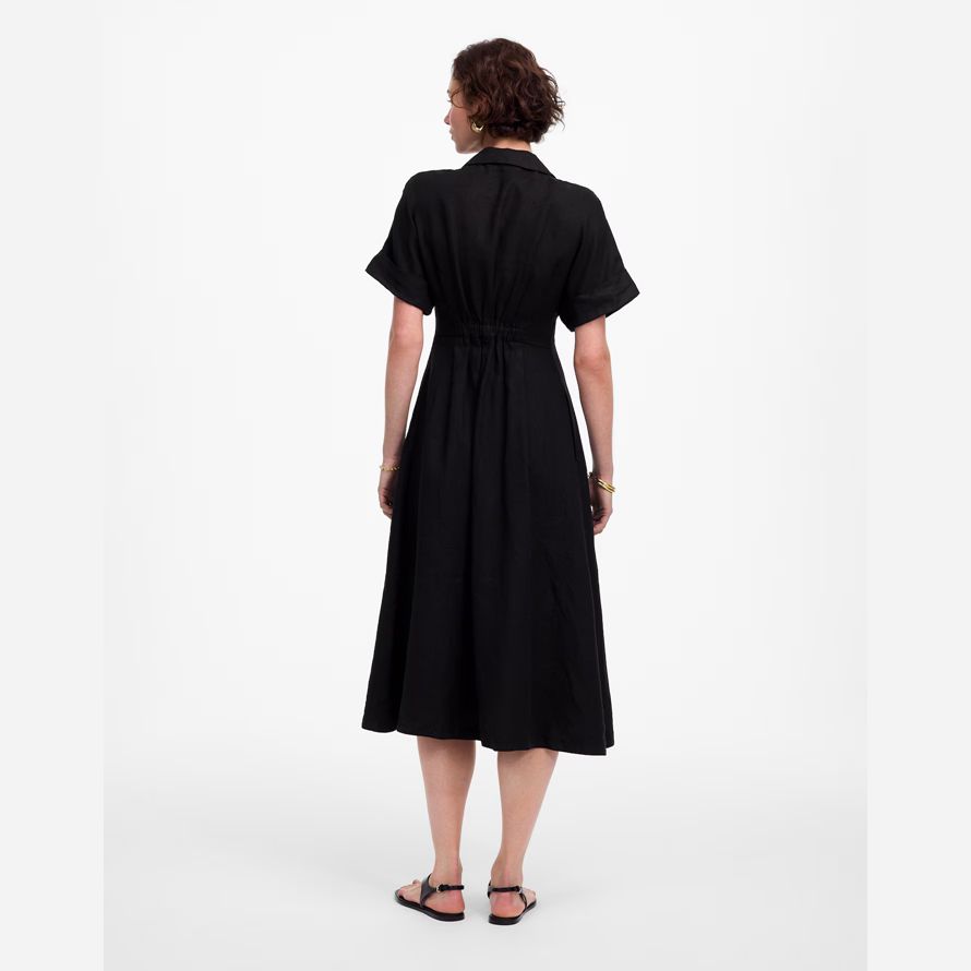 black womens madewell pleated midi t-shirt kleid