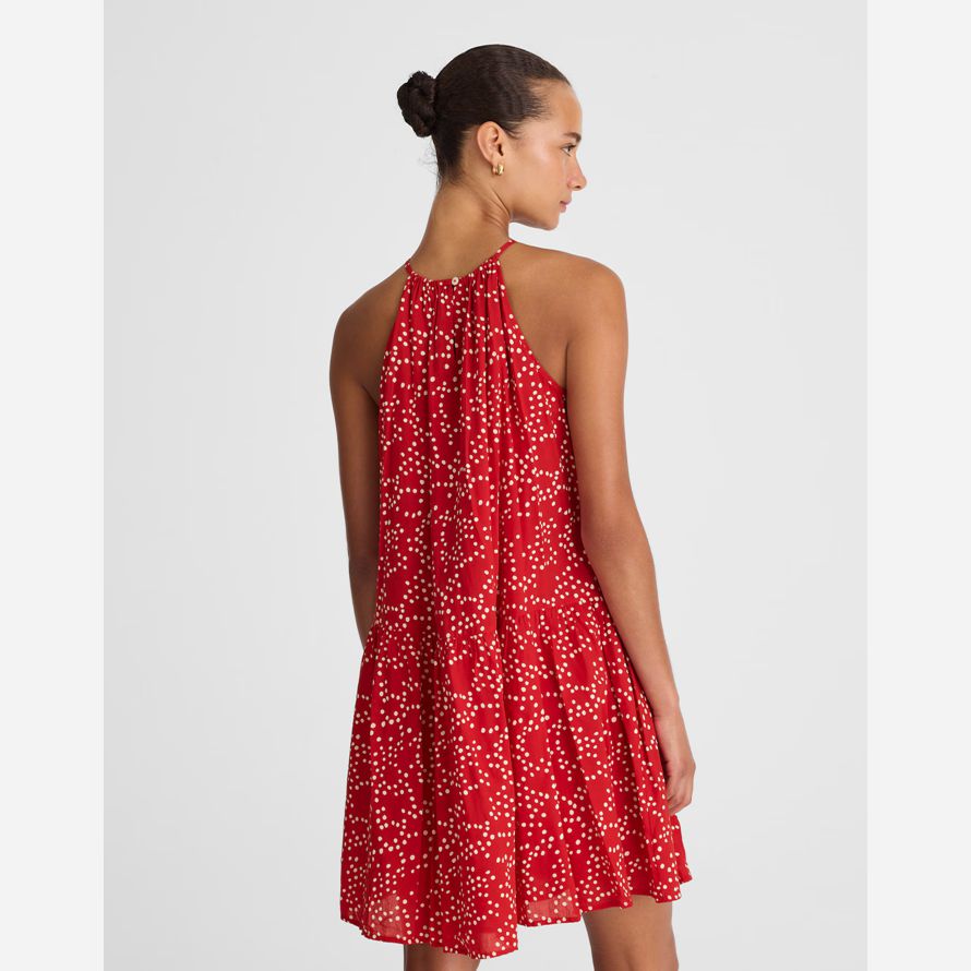damen madewell drop-taille mini kleid rot