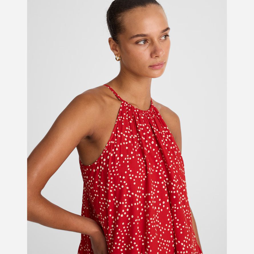 damen madewell drop-taille mini kleid rot