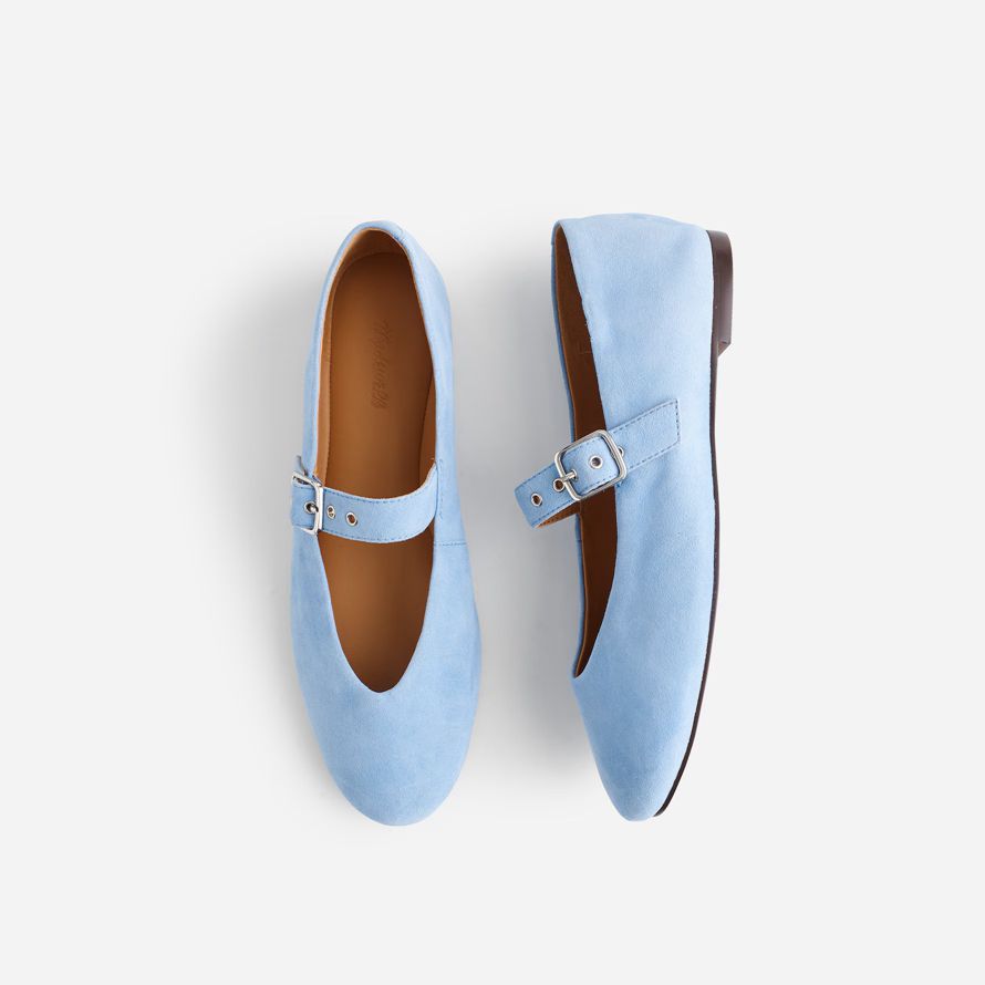 light blue womens madewell die remy mary jane flats