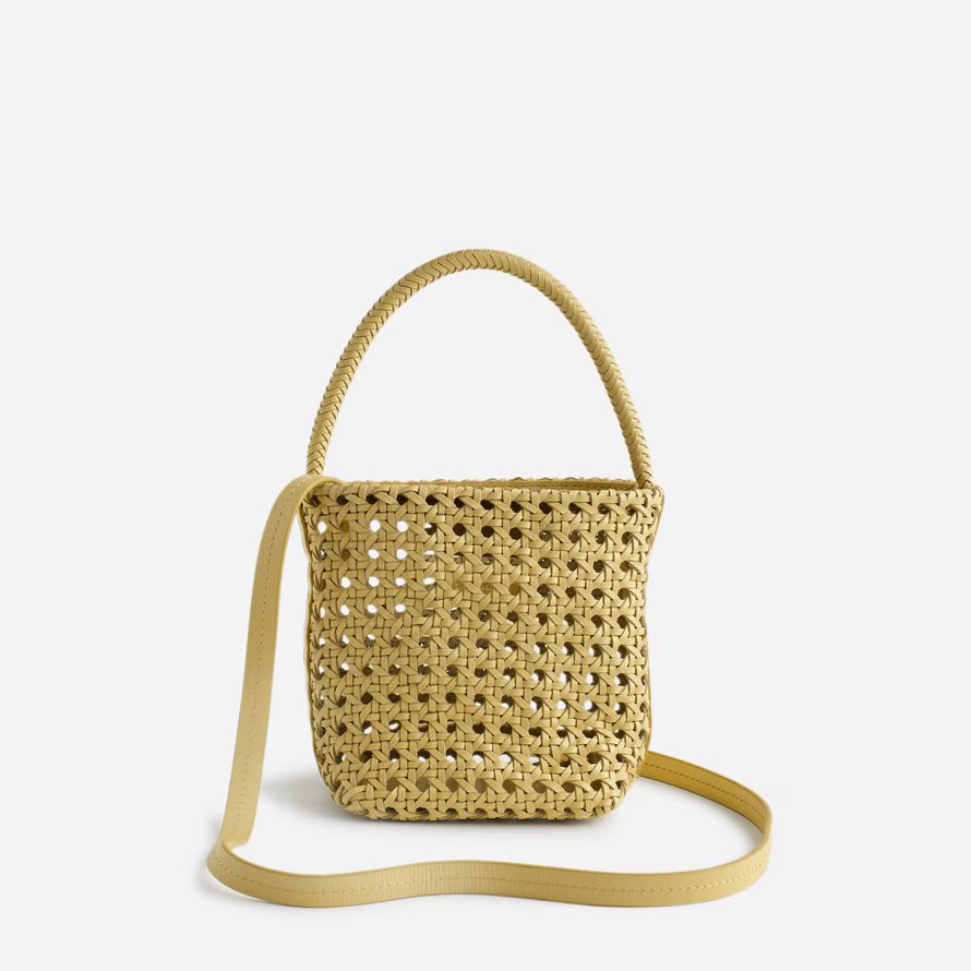 madewell den handwoven cane mini damen handtasche gelb