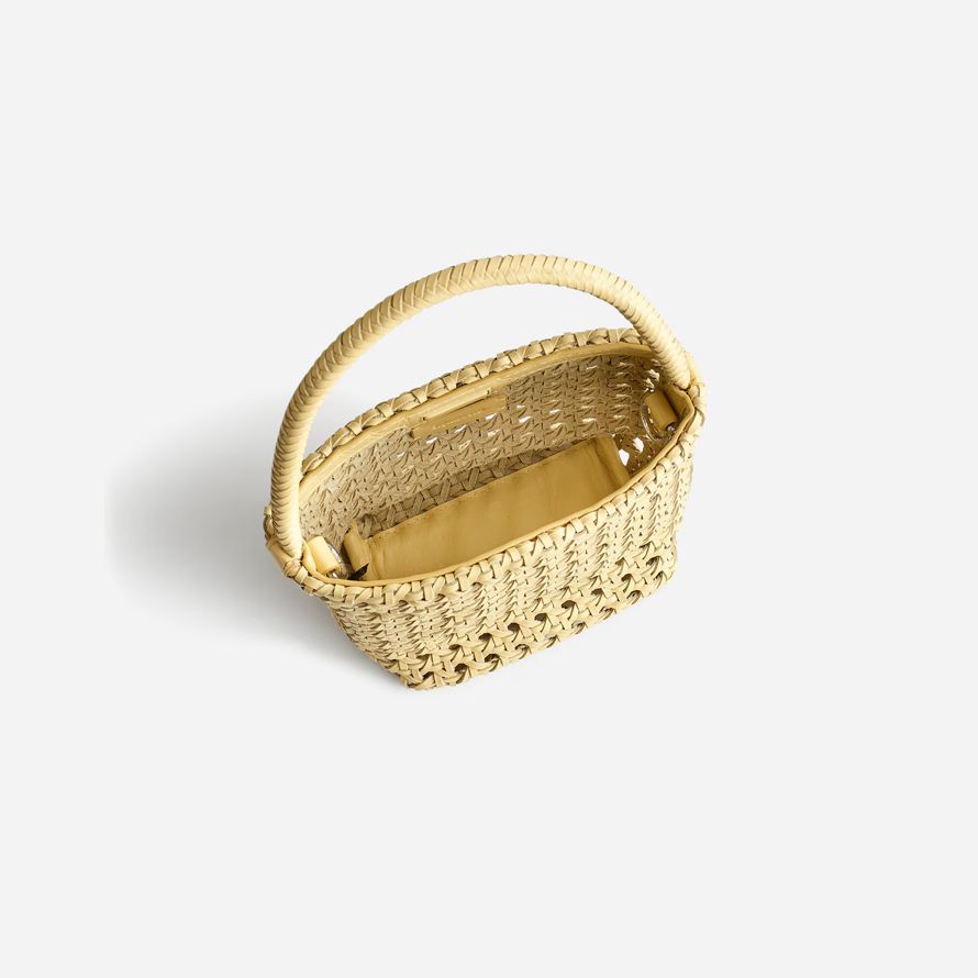 madewell den handwoven cane mini damen handtasche gelb