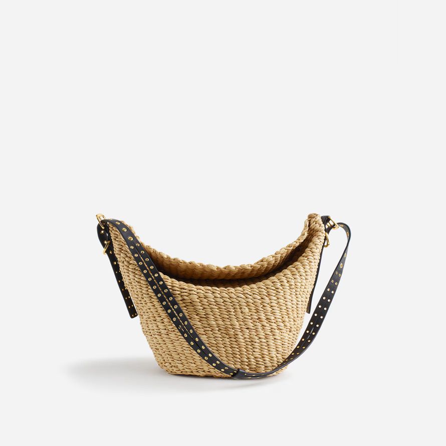 braun schwarz madewell stroh klappe damen handtasche