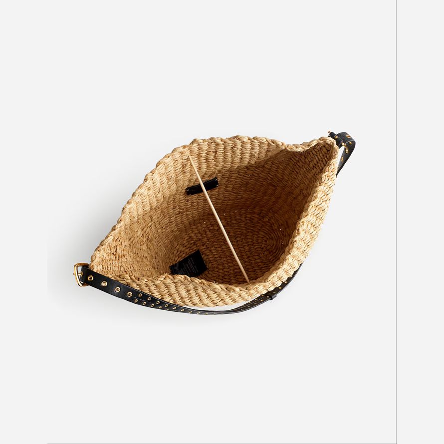 braun schwarz madewell stroh klappe damen handtasche