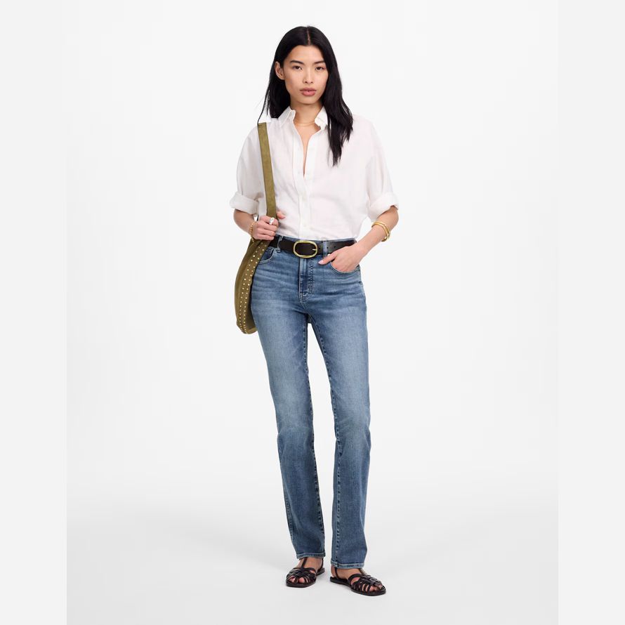 blau damen madewell high rise stovepipe jeans