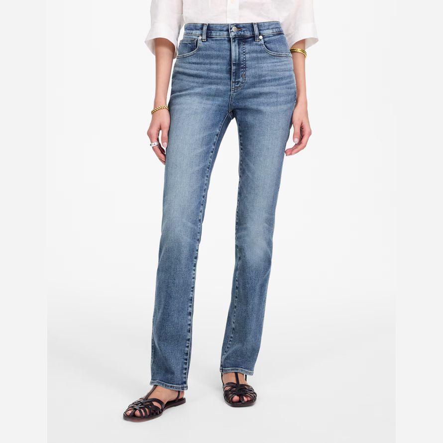 blau damen madewell high rise stovepipe jeans