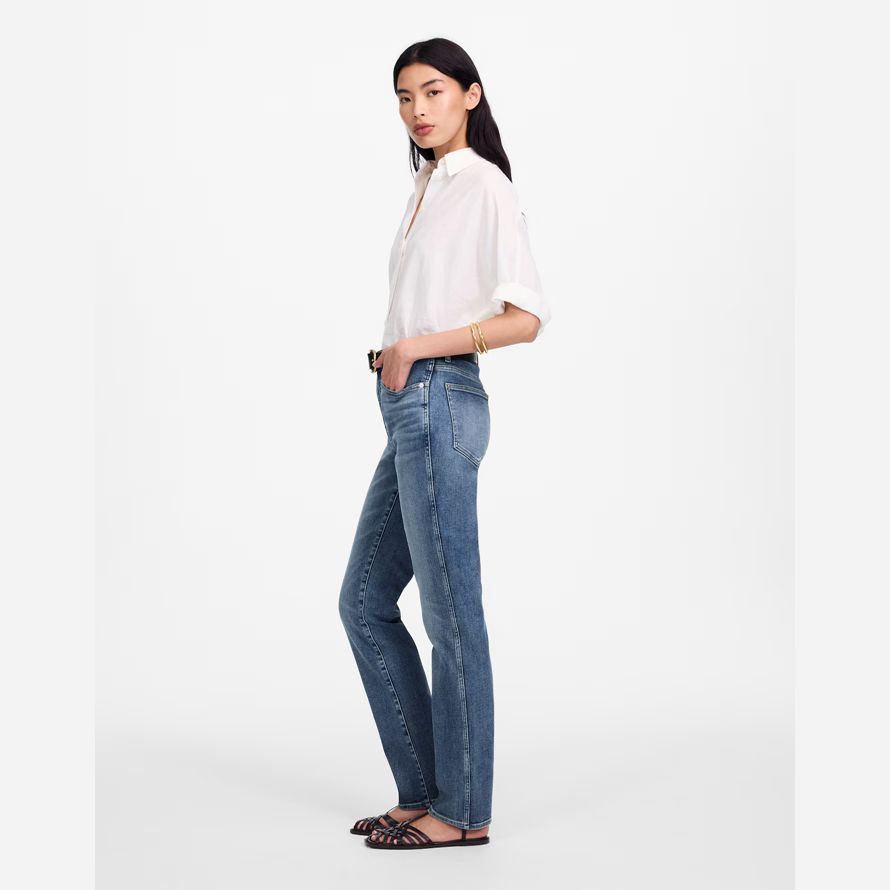 blau damen madewell high rise stovepipe jeans