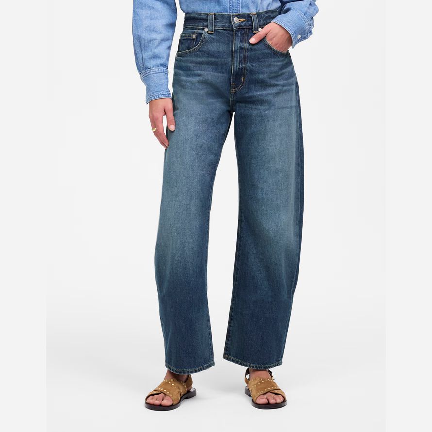 dark blue madewell den ballon womens jeans