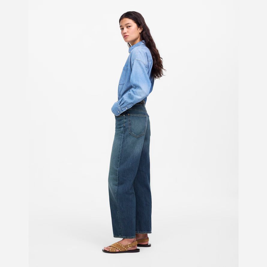 dark blue madewell den ballon womens jeans