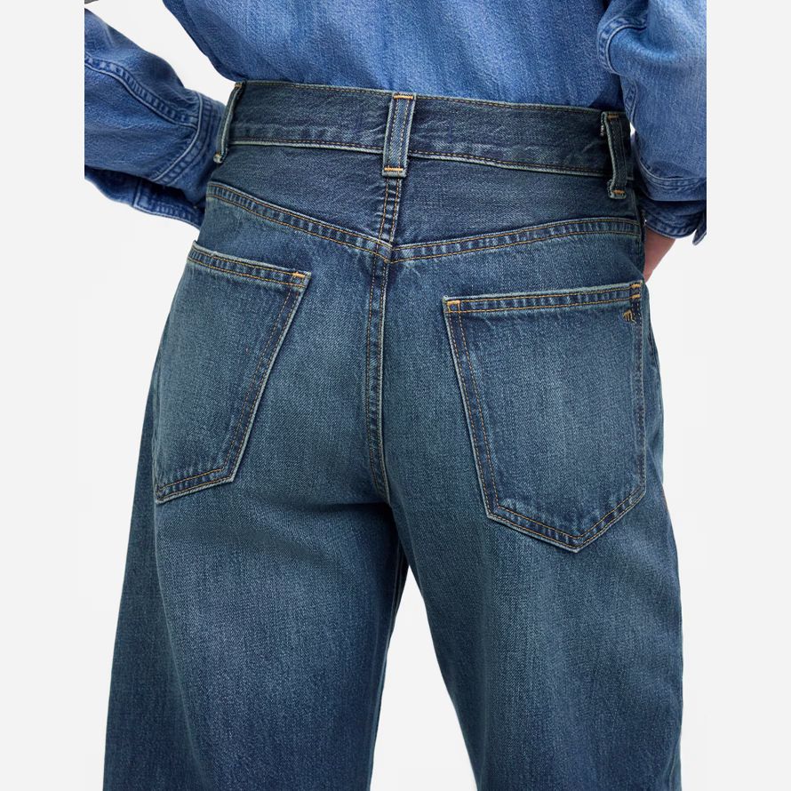 dark blue madewell den ballon womens jeans