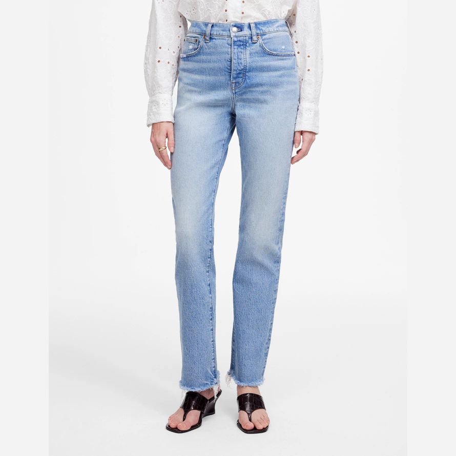 light blue womens madewell den 90er jahren gerade jeans