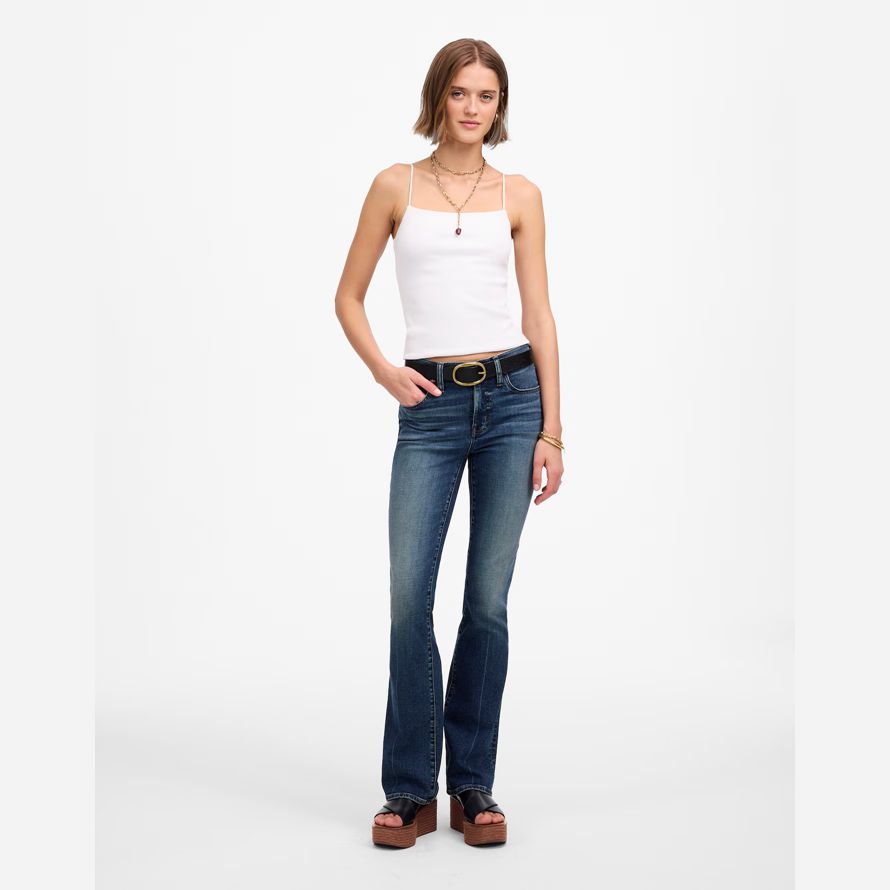 blau damen madewell kick out full-length jeans