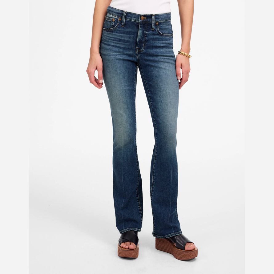 blau damen madewell kick out full-length jeans