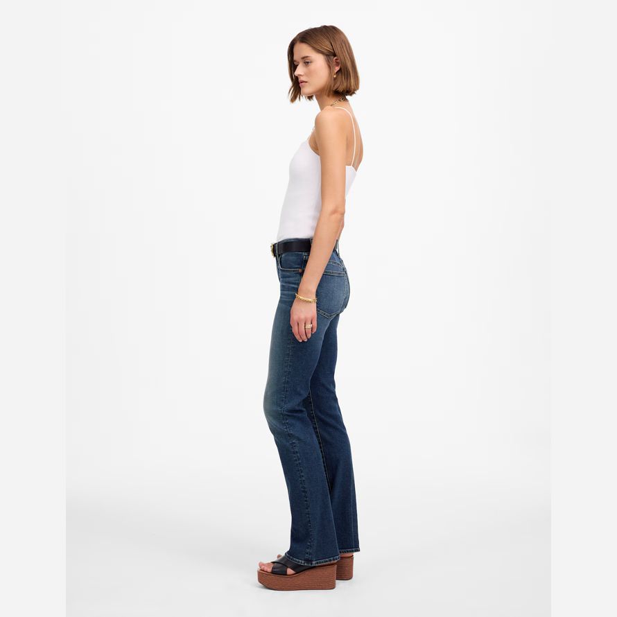 blau damen madewell kick out full-length jeans
