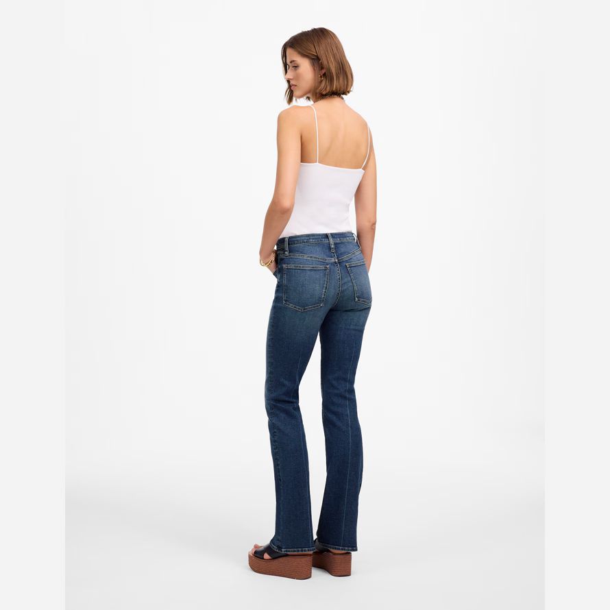 blau damen madewell kick out full-length jeans