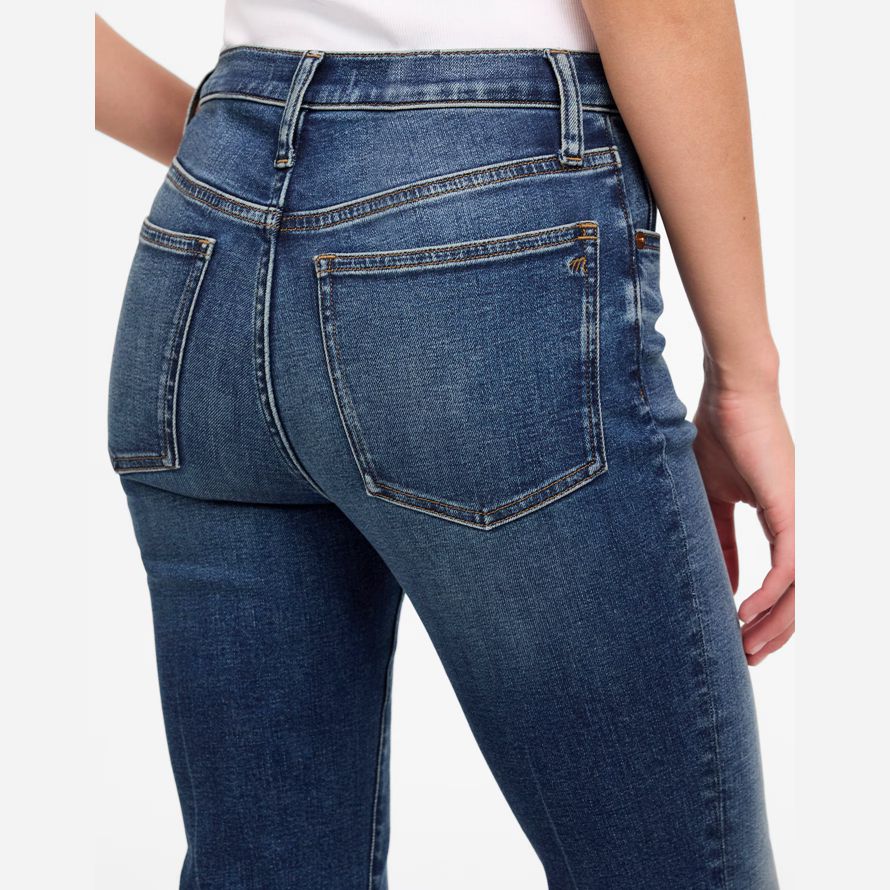 blau damen madewell kick out full-length jeans