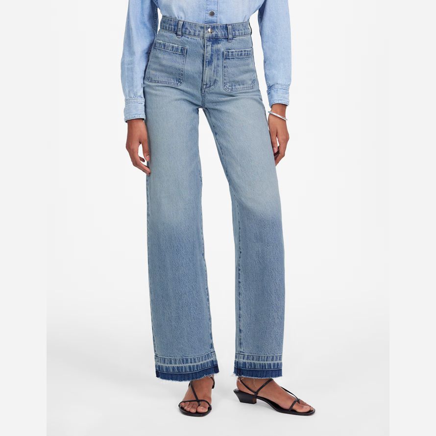 blau madewell emmett wide-leg stich womens jeans
