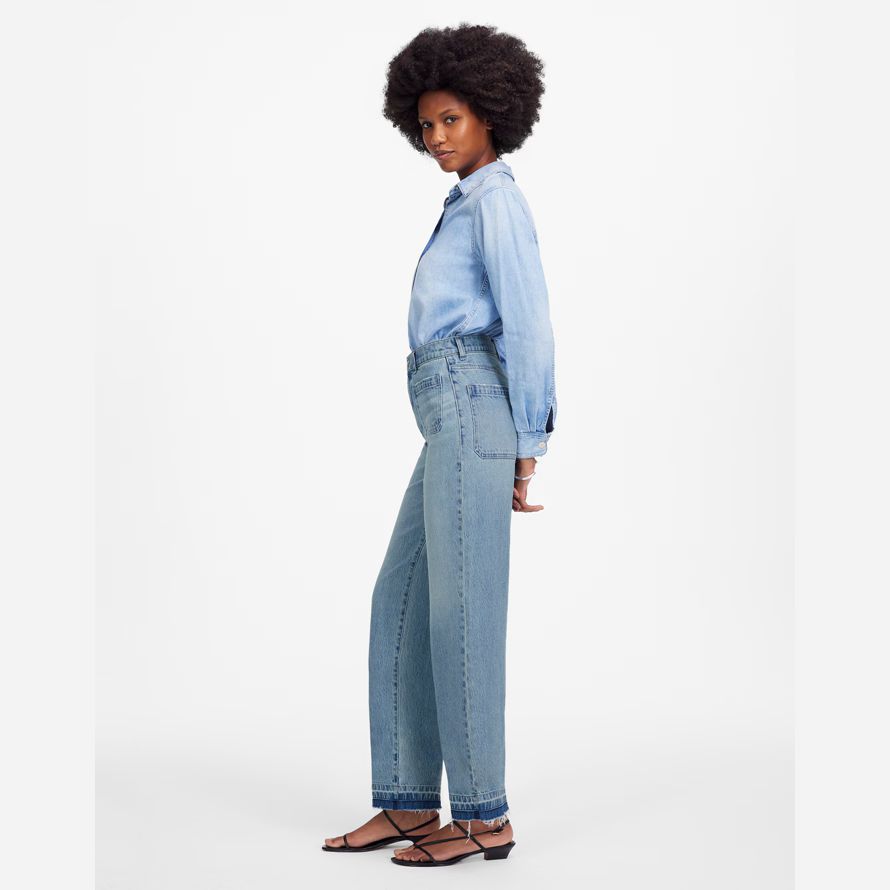 blau madewell emmett wide-leg stich womens jeans